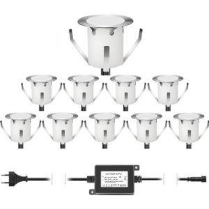 DarisingSun 10 Kit Spots Extérieur Encastrable LED pour Terrasse Enterré Plafonnier,LED Encastrable 0.6W IP67 DC12V Etanche,Lampe Extérieur Pour Chemin,Escalier,Piscine,Cour,Salle de Bain Blanc Chaud (DarisingSun, neuf)