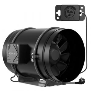 Aygrochy 200mm Extracteur d'Air Réglable 935 m³/h,Ventilateur d'extraction EC Moteur avec Contrôleur de Vitesse Variable Pour VMC Salle de Bain, Cuisine,Garage,tentes de culture,ventilation. (Brogachy FR, neuf)