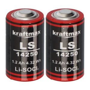 Lot de 2 piles au lithium LS 14250-1/2 AA ER14250 Li-SOCl2 LS14250 3,6 V (FOTON, neuf)