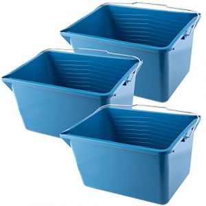 KADAX Seau de peinture carré en plastique Seau avec poignée en métal Seau à eau stable avec bord de coulée pour rénovation jardin, seau de nettoyage rectangulaire léger (12 L, 3 pièces, bleu) (KADAX, neuf)