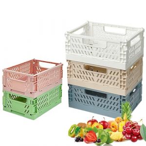 Aiareozy 5 Pi&egrave;ces Cagette Plastique Pliable, Caisse Rangement plastique, Bo&icirc;te de Rangement Pliable, Petite Panier de Rangement, pour Ranger de Petits Objets, Cuisine, Chambre &agrave; Coucher (Aiareozy, neuf)