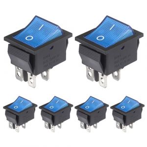 VEXUNGA Interrupteur a Bascule 4 Broches Interrupteurs &agrave; bascule 2 Positions ON/OFF 16A 250VAC 20A 125VAC Lumi&egrave;re Bleue Marche Arret Bouton Commutateur (6 Pi&egrave;ces) (VEXUNGA-EU, neuf)