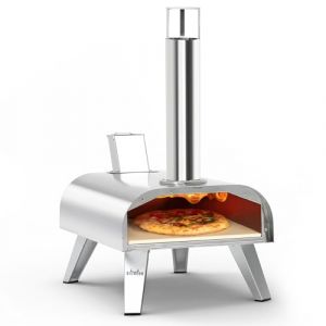 BIG HORN OUTDOORS Four &agrave; pizza &agrave; granul&eacute;s de bois de 30,5 cm - Four &agrave; pizza au feu de bois - Portable - En acier inoxydable - Pour f&ecirc;te - Argent&eacute; (Shinerichgroup, neuf)