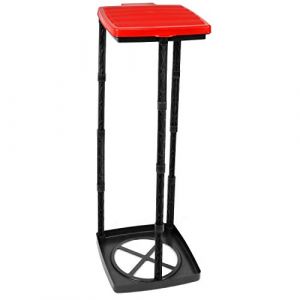 COM-FOUR® Support de sac poubelle avec couvercle, peut être installé en 3 hauteurs possibles, idéal pour la maison, le jardin, l'atelier et le camping pour votre élimination des déchets (Couvercle - rouge) (COM-FOUR  Vertriebs GmbH, neuf)