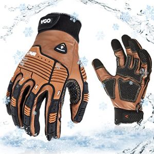 Vgo... Gants d'hiver -20?,gants de sécurité résistants,doublure Thinsulate 3M,réduction des chocs et des vibrations (CA7722FLWP,Marron,10/XL,1Paire) (VGO GLOVES, neuf)