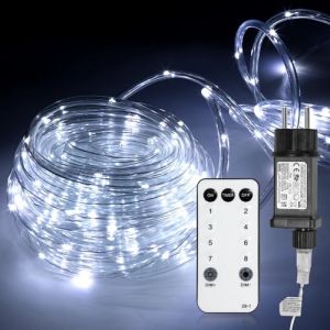 Jopassy 20M LED Tube Lumi&egrave;re lumineux, LED Tubes lumineux Ext&eacute;rieur et Int&eacute;rieure,&Eacute;tanche IP65 Ruban LED lumineux avec T&eacute;l&eacute;commande,220 V &eacute;clairage Pour F&ecirc;te de No&euml;l, Les Jardins - Blanc Froid (IRON-DG, neuf)