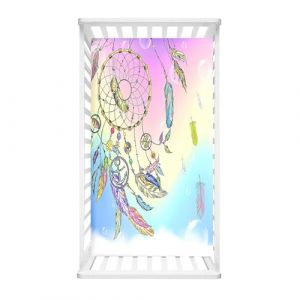 Odot Drap Housse pour Lit de Bébé, Motif Attrape-Rêves 3D Drap Housse pour Matelas de Bébé, Extensible Respirant Douce, pour Lit Parapluie et Berceau, Fille Garçon (Onirique,80x160cm) (Odot, neuf)