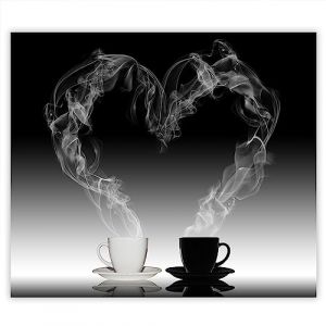 SMTDeco Protection plaque de cuisson, vitroc&eacute;ramique, verre tremp&eacute;, pour cuisini&egrave;res &eacute;lectrique, &agrave; induction,planche &agrave; d&eacute;couper 60x52 cm une pi&egrave;ce motif "Caf&eacute;" noir (SMTDeco, neuf)