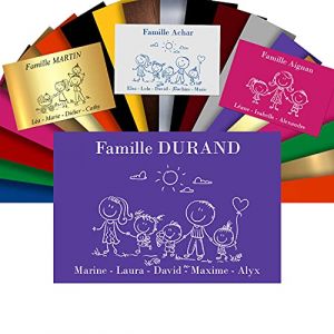 Plaque Bo&icirc;te aux Lettres Family Personnalisable &ndash; Adh&eacute;sive PVC &ndash; Motif D&eacute;co de Famille au Choix &ndash; 12 x 8 cm (Violet) (GRAVURE ET COMPAGNIE, neuf)