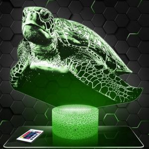 Lampe de chevet Tortue décoration Animal Marin Reptile. Idée cadeau homme femme objet Tortue veilleuse adulte déco chambre. Idee cadeau noel homme femme original TOP (Lampephoto-fr, neuf)
