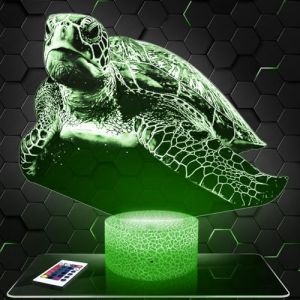 Lampe de chevet Tortue décoration Animal Marin Reptile. Idée cadeau homme femme objet Tortue veilleuse adulte déco chambre. Idee cadeau noel homme femme original (Lampephoto-fr, neuf)