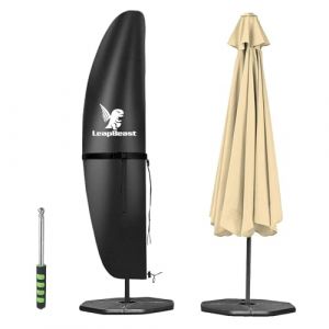 LeapBeast Housse Parasol Déporté,Housse Parasol,Housse de Protection pour Parasol,Contre Les intempéries,avec Fermeture Éclair pour Parasol de 2 à 4m pour Parasols Jardin Plage (Noir, 280-30-81-46cm) (KAILI-EU, neuf)