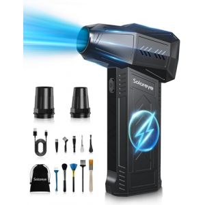 Solareye Souffleur Air Comprimé, 180000 TR/Min de Pulvérisation d’Air Comprimé avec Batterie 6000mAh, Soufflette Voiture, Bombe Air Sec pour Clavier, Électronique, Air Comprimé Nettoyage PC (Solareye Direct, neuf)
