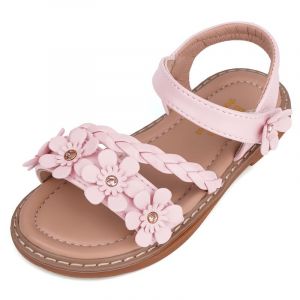 ANBIWANGLUO Sandales Fille Sandale Cuir Enfant Fille Fleur Chaussures Ete Fille 27 EU,Rose (quanzhouanbi, neuf)