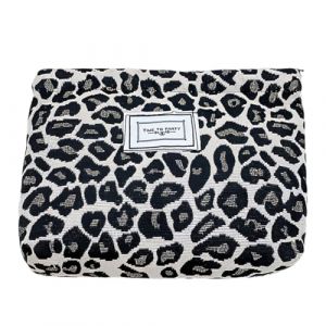 WUSJCOF Trousse de Toilette Voyage Femme, Robuste et Pratique, Trousse de Maquillage en Toile, Sac Cosmétique à Glissière, Portable, Matériau Imperméable, Trousse de Maquillage Femme (Motif léopard) (NAROU DUTEN, neuf)