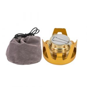 Hominas Mini R&eacute;chaud &agrave; Alcool Portable Ultral&eacute;ger Br&ucirc;leur &agrave; Alcool en Laiton Br&ucirc;leur de Cuisini&egrave;re &agrave; Alcools avec Support en Aluminium pour Randonn&eacute;e Camping Pique Nique (Or) (Mowingo, neuf)