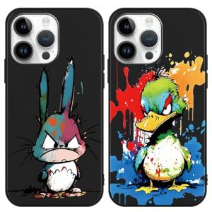 2 Pi&egrave;ces Noir Animal Mignon Coque pour Samsung Galaxy S25 Ultra 5G 6.8", Kawaii Marrant Aesthetic Canard Lapin Cartoon Motif avec TPU &Eacute;tui en Silicone Souple Housse Antichoc Protection Case (JOSS SKELTON, neuf)