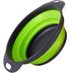 Tamis pliable en silicone, passoire pliable, passoire de cuisine, panier de vidange en silicone kolander, pour drainer les p&acirc;tes, les fruits, les l&eacute;gumes, le kolander (vert) (Ezranova, neuf)