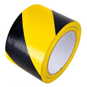 GTSE Ruban de Danger Noir et Jaune, 75 mm (3") x 33 m, Ruban adhésif Puissant d'avertissement/d'avertissement, Ruban de marquage au Sol, 1 Rouleau (Gocableties Ltd, neuf)
