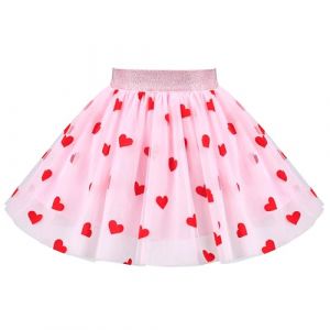 Sunny Fashion Filles Jupe Rose Valentin journ&eacute;e Amour C&oelig;ur Mini Taille Haute Mesh Tutu Danse 11-12 Ans (Sunny Fashion Europe, neuf)