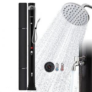 AREBOS Douche Solaire 40 L | avec thermom&egrave;tre int&eacute;gr&eacute; | douchette | avec Douche de Pied & raccord de Tuyau d'arrosage | mat&eacute;riel de Montage et Housse de Protection Inclus | Noir (AREBOS, neuf)