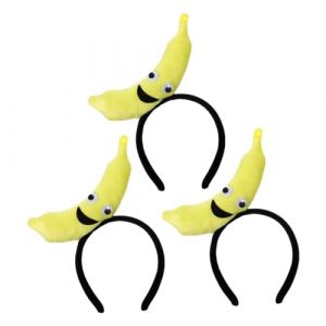 COLLBATH Bandeaux Banane Peluche Lot De 3, Taille Unique, Couleur Jaune Vif, Serrage-t&ecirc;te D&eacute;guisement Tropical Pour Femmes Et Filles, Accessoire F&ecirc;te Hawa&iuml;enne Et Halloween (Murdoffi, neuf)