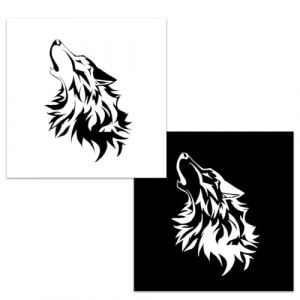WMUVAZA Stickers Voiture, 2 Pièces Autocollant De Voiture Tête De Loup Autocollants De Voiture Loup Voiture Autocollants Capot Voiture Art Sticker Mural Autocollant, Camping Car, Scooter, Moto (LIU JIE DE DIAN, neuf)