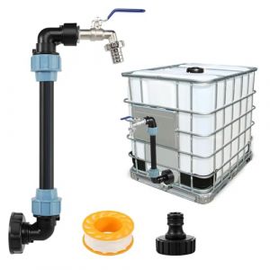 Robinet IBC Col de Cygne de Cuve, Adaptateur IBC avec Col de Cygne en Laiton, Robinet Cuve 1000L, Robinet d'Arrêt S60 x 6 3/4" pour Réservoir d'eau de Pluie 1000 L - Accessoire pour Réservoir IBC (Yueneng, neuf)