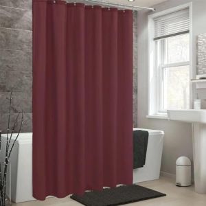 AEKDCL Rideau Douche Anti Moisissure en PEVA 120x190cm/47x75in(WxH) Vin Rouge Rideau de Douche Tissu Polyester Imperm&eacute;able Lavable en Machine pour Baigoire Angle Salle de Bain avec 12 Crochets (XinGu, neuf)