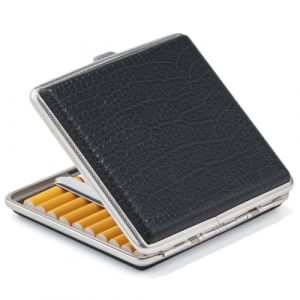 VVAY Etui à cigarettes en cuir et métal, Boîte à cigarette Noir pour 20 cigarettes, un cadeau Porte-cigarettes pour hommes et femmes ("VVAY" EU, neuf)
