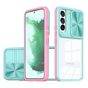Dqtaoply Dqtaoly Coque Transparente pour Samsung Galaxy S22 Case avec Lentille Coulissante Cam&eacute;ra Protection &Eacute;tui, Antichoc Silicone TPU + PC Dur Housse pour Samsung Galaxy S22(Vert + Rose) (Dqueen-eur, neuf)