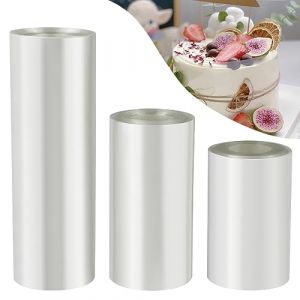 Fousenuk Rhodoid Patisserie, 3 Rouleaux Rodoide Transparent Patisserie 8cm/10cm/15cmx10m, Rhodoïde Feuille, Transparent Patisserie Film Bordure Gâteau Réutilisable en Acétate pour Entourer Les Gâteaux (ALISTAR STORE S.R.L., neuf)