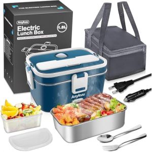 100W Gamelle Chauffante Electrique 1.8 L Chauffage Rapide 12V/24V, 220V/240V, Lunch Box Chauffante Electrique pour la Maison et la Voiture Facile &agrave; Nettoyer,Avec sac Isolant &agrave; Temp&eacute;rature Constante (DOUBLE CHOW LIMITED, neuf)