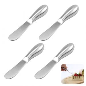 MxyVrix 4PCS Couteaux &agrave; Beurre et &agrave; Fromage en Acier Inoxydable, Couteaux &agrave; Tartiner Multifonctions avec Poign&eacute;e Ergonomique, pour Tartiner Beurre, Fromage, Confitures (13.5 cm, Argent&eacute;) (WeiLingYuanHui, neuf)