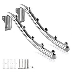 Cintre &agrave; V&ecirc;tements en Acier Inoxydable 2 PCS, Support de Cintre Mural Pliant, Acier Inoxydable Porte-Manteaux Pliant Mural Suspendus Support Mural avec Bras Oscillant Pour l'ext&eacute;rieur et l'int&eacute;rieur (Tryence, neuf)