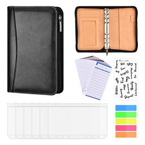 Classeur Budget A6 Enveloppe Zip, Classeur Enveloppe Budget 6 Anneaux avec 6 PVC Enveloppe Budget,12 Feuilles Budget, 5 Couleurs de Notes Autocollantes (oumanman, neuf)