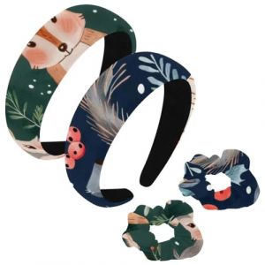 etoenbrc Lot de 2 bandeaux larges et chouchous en polyester pour femme, animaux mignons, bandeaux de Noël, serre-tête tendance antidérapants pour filles et femmes, accessoires de cheveux (GZYHHTY, neuf)