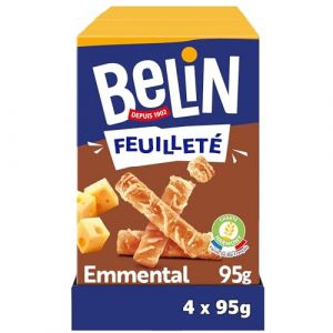 BELIN - 4 Paquets de Crackers Belin Feuilleté Emmental 95g - A Partager entre Amis ou en Famille pour les Apéros - Fabriqué en France - Lot de 4x95g (Plaisir & Snacking, neuf)