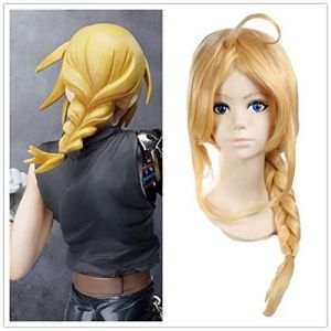 Fullmetal Alchemist Cosplay Edward Elric moyen doré longue tresse droite style perruques synthétiques Anime Costume fête perruque + casquette de perruque (good stuff A, neuf)