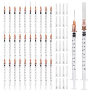 Seringue, 30 Pièces 1ml Seringue, Seringue Alimentaire, 1ml Seringues Avec Aiguille, Plastique Stériles Seringues, 1ml Seringue Plastique, Seringue Dosage en Plastique, Seringues de 1 ml Avec Capuchon (DING VICTORY LIMITED, neuf)