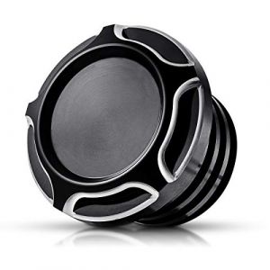 KATUR Noir Chrome Moto CNC en Aluminium Carburant Carburant Réservoir D'huile Décoratif Couvercle De l'huile Cap d'essence pour Harley Sportster XL1200 883 1996-2014 (KAtur, neuf)