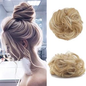 Cybelleza Chignon Postiche Cheveux Chignon Bouclé Ondulés Postiche Queue de Cheval Chouchou Updos Extensions de Cheveux Naturel Synthétique Faux Chignon Elastique pour Femmes 35g, Blond miel & blond (Cybelleza store, neuf)