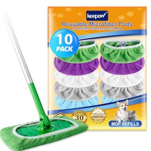 KEEPOW Lingettes Microfibres Compatibles avec Swiffer Balai, Ultra Absorbants Recharge pour Swiffer Wet, Couleurs M&eacute;lang&eacute;es pour Swiffer Lingettes Humides +1 Sac &agrave; Linge (Excluant le Balai) (kebaohuanbaokj, neuf)