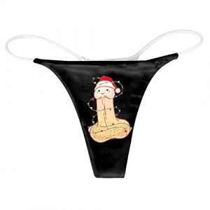 String Noel Femme - Sexy Ouvert Slips Culotte Bikini Slips Coton Legging Femmes Ski Dr&ocirc;Le String Femme Grandes Tailles Thongs Coton Slip Cadeaux Hipster (Black, S) (Raopuzi, neuf)