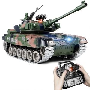 Supdex Tank Telecommande RUS T-90, Char T&eacute;l&eacute;command&eacute; 1/18, Maquette 2,4GHz Mod&egrave;le de Combat, RC Char pour Adultes et Enfants, Mod&egrave;le de Combat avec Tir et Son R&eacute;aliste (YuuDelvv, neuf)