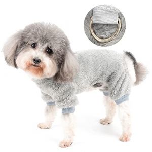 Zunea Pyjama d'hiver pour Petite Chien Chiot Manteaux Combinaison en Polaire Chaude et Pelucheuse Vêtement à 4 Pattes Pull Douce Pyjama pour Animal de Compagnie Chihuahua Yorkie Chat Gris S (Qingqiuk, neuf)