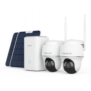 Reolink 4K 360&deg; PT Camera Surveillance WiFi Exterieure sans Fil Kit, 2,4/5GHz WiFi, Vision Nocturne Couleur, Aucun Frais Mensuel, Stockage Local, Home Hub+2X Argus PT Ultra+Panneau Solaire (ReolinkEU, neuf)