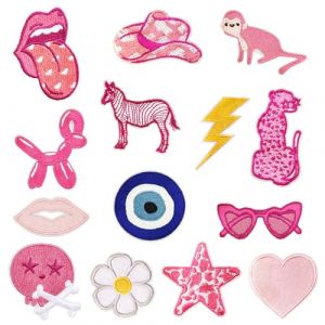 Attuslla 14 PCS Broderie Patch Thermocollant, Rose Faune Applique Patches Décoratifs Patchs pour Vêtement T-Shirt Jeans Veste (CXiong, neuf)