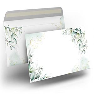 Lot de 25 &agrave; 50 enveloppes autocollantes C6 - Enveloppes imprim&eacute;es - Feuilles vertes - Vintage - 80 g/m&sup2; - 114 x 162 mm - Pour mariage, anniversaire, cartes de v&oelig;ux, invitation, remerciement (50) (Klasse-Vertrieb, neuf)