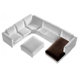 SYLC Housse Coussin pour canap&eacute; d'angle en Velour Extensible, antid&eacute;rapantes Housse canap&eacute; pour Siege/Assise/Dossier/Banquette/Caravane/Pouf carr&eacute; (Dark Coffee,1pc Chaise Lounge) (YUNDU, neuf)